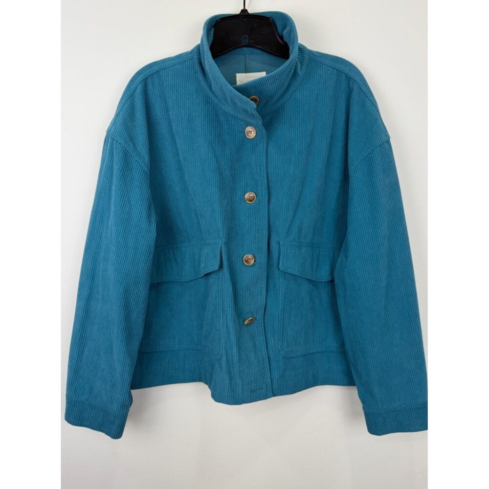 Avec Les Filles Teal Corduroy Jacket Button Front Oversized Core XL